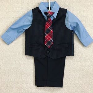 Nautica | Baby Boy 4 Piece Tuxedo Vest w/ Clip Tie
